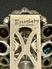 Vtg Signed Eisenberg Original Mulit-Colored Rhinestone Fur Clip/Pin – Read