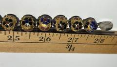 Vintage Chinese Cloisonné gold toned Bead Necklace Enamel Flower 28in
