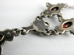 Vintage Sterling Silver Red Garnet and Beaded Pendant Necklace 925 7.8g 15.5 In