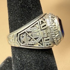 REED & CO Sterling 2008 Lab-Created Sapphire School Ring Size 6