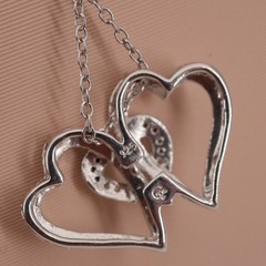 Sterling silver Triple heart interlocking pendant 16″ Italian silver Chain 3.2G