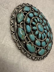 Sterling Silver Turquoise Cluster Pin Pendant by Navajo LMB Larry Moses Begay