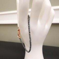 Bronzo Italia bracelet marcasite beads bronze clasp signed Milor Italy 6.75 in