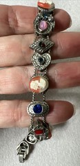 VTG Victorian Revival Slide Bracelet, Silver Tone – Rhinestone, Glass, Cameo 7”