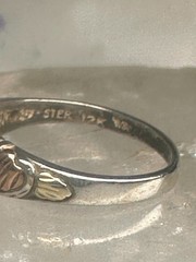 Black Hills Gold ring slender leaves wedding band size 5 sterling silver women