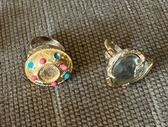 Lot of 2 Vintage Nepal Nepalese Tibetan Rings Faux Stones