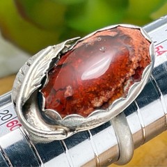 Vintage Sterling Ring Size 6 3/4 7 Native American Mexican Cantera Fire Opal