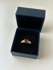 Vintage Red Cubic Zirconia Ring Gold Plated Womens Size 8.5