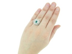 1.20Ct Green Ractangle CZ Antique Engagement Ring Solid 925 Sterling Silver