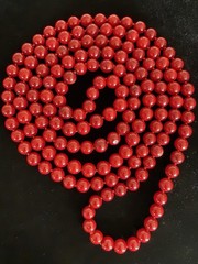 Vintage Precious Natural Red Coral 6mm Beads 50” Long Necklace Knotted Between