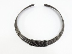 Vintage Artisan Made Silver Tone Wire Collar Necklace & Cuff Bracelet Set