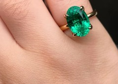 3.70 Ct Natural Emerald Art Deco Vintage Engagement Ring 14K Yellow Gold FN