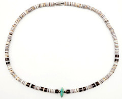 Southwestern USA Heishi Olive Shell Turquoise Stone Center Handcrafted Necklace