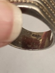 Vintage Chateau D’Argent Solid Sterling 925 Modernist Ring W 14K Gold Rope Band