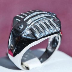 14k white gold ring 1.00ct natural diamond size 8.5 vintage handmade 8.2gr Gab6