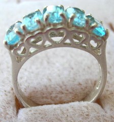 Vintage Ladies Sterling & 5 Blue Topaz Ring size 7 Signed C N A