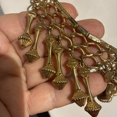 VTG CLEOPATRA EGYPTIAN REVIVAL FRINGE TASSEL BIB COLLAR NECKLACE GOLD TONE 16”