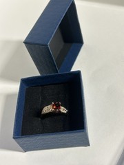 Vintage Red Cubic Zirconia Ring Gold Plated Womens Size 6