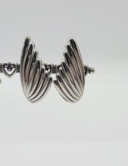 Napier Earrings Silver Tone Pierced Art Deco Vintage Floral 1.25 in