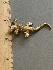 Gerry’s Gold Tone Lizard Gecko Signed Rhinestones Brooch Vintage