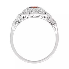 Art Deco Style Lab-Created Diamond Garnet Ring For Her 14k White Gold Finish