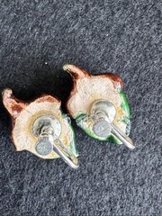 VTG 1940s Mid-Century Ceramic Acorn Screw-Back Earrings