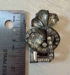 Vintage Original Eisenberg Signed Silver Rhinestone Fur Clip Pin 1930’s