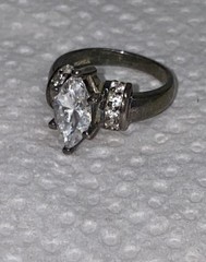 Signed ring, Korea 925 And Other Symbols, Clear Gems Marquis/Round Sz 6