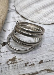 Gorgeous Band Ring Adjoined 5 Stack Sterling Silver Size 7.5 Jewelry 🤍