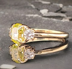14k Yellow Gold Ring 1.01CT.Natural Fancy Intense Yellow Diamond Oval GIA CERT