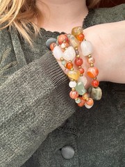 Vintage 70s Multi Gemstone Chunky Beggars Bead Necklace Raw Nugget Statement 31″