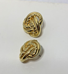 Vintage Estate Find Gold Metal Knotted Rope Nautical Post Earrings