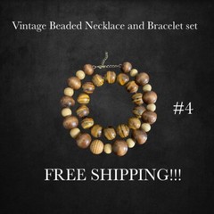 Handcrafted Vintage Beads Costume Ring & Bracelet set ..One size fits all..