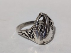VINTAGE STERLING SILVER FILIGREE 1/2 INCH SWAN BIRD SZ 8 RING STAMP 925 2MM BAND