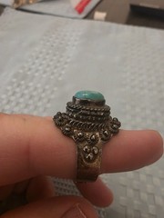 Vintage Taxco Mexico 925 Sterling Silver Turquoise Poison Locket Ring TS-15