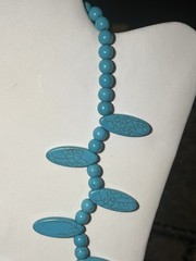 Vintage Blue Howlite Polished Stone Beaded Necklace