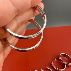 Vintage Hoop Earrings Lot Silver Gold Tone Thick Mixed Sizes Pierced 1990s
