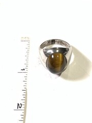 Vintage Sterling Silver Tigers Eye Dome Signet Ring Sz 10