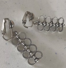 Vintage Art Modern Silver Tone Statement Dangle Clip On Back Earrings P868