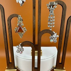 Vintage Rhinestone Earrings Lot Art Deco Style Dangle Climber Some Signed