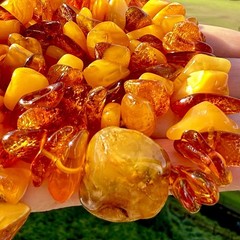Natural Baltic Amber Necklace 19” Butterscotch Nuggets Large Center Amber Bead