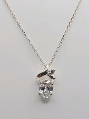 Sterling Silver 1.00ct CZ Pendant On 18″ Chain Necklace