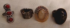 Jewelry lot 4 beautiful rings SIZE 11 stretchable Red finger ring Dragonfly