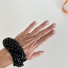 GERDA LYNGGAARD MONIES Bracelet Wood Horn Leather Multi Strand Modernist Bold