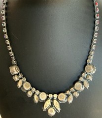 VTG Regency Red/ Pink Rhinestone Necklace W Aurora Borealis Finish