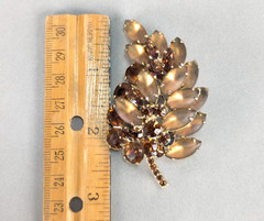 Verified Juliana D&E Frosted Amber Topaz Rhinestone Feather Brooch Earrings Set