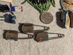 11 Pcs Vintage Native American Southwestern Lot. Blanket Pins! Beadwork Necklace