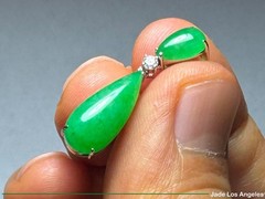 Water Drop Rich Apple Green Jadeite Jade 18K white Gold Diamond Pendant 11.68ct
