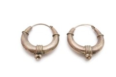 Vintage Sterling Silver 925 Hoop Earrings Ball Wire