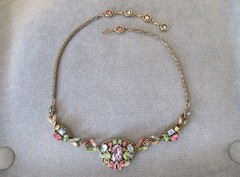 vintage signed 1955 HOLLYCRAFT NECKLACE multi color pastel rhinestones